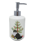 Siberian Forest Cat Christmas Ceramic Soap Dispenser , Empty Refillable Hand Soap Pump Bottle for Bathroom Kitchen