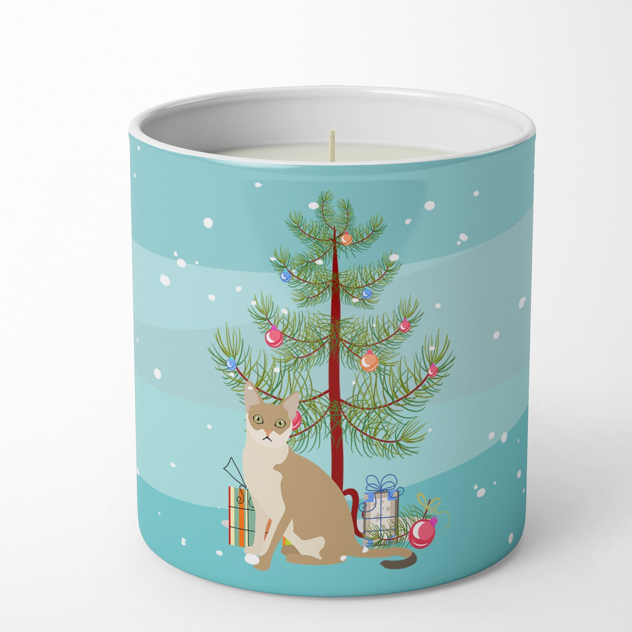 Singapura Cat Christmas Decorative Soy Candle Nature Soy Wax Essential Oil Home Decor Ideal for Bedroom Kitchen Bath Office Gift, 10 oz