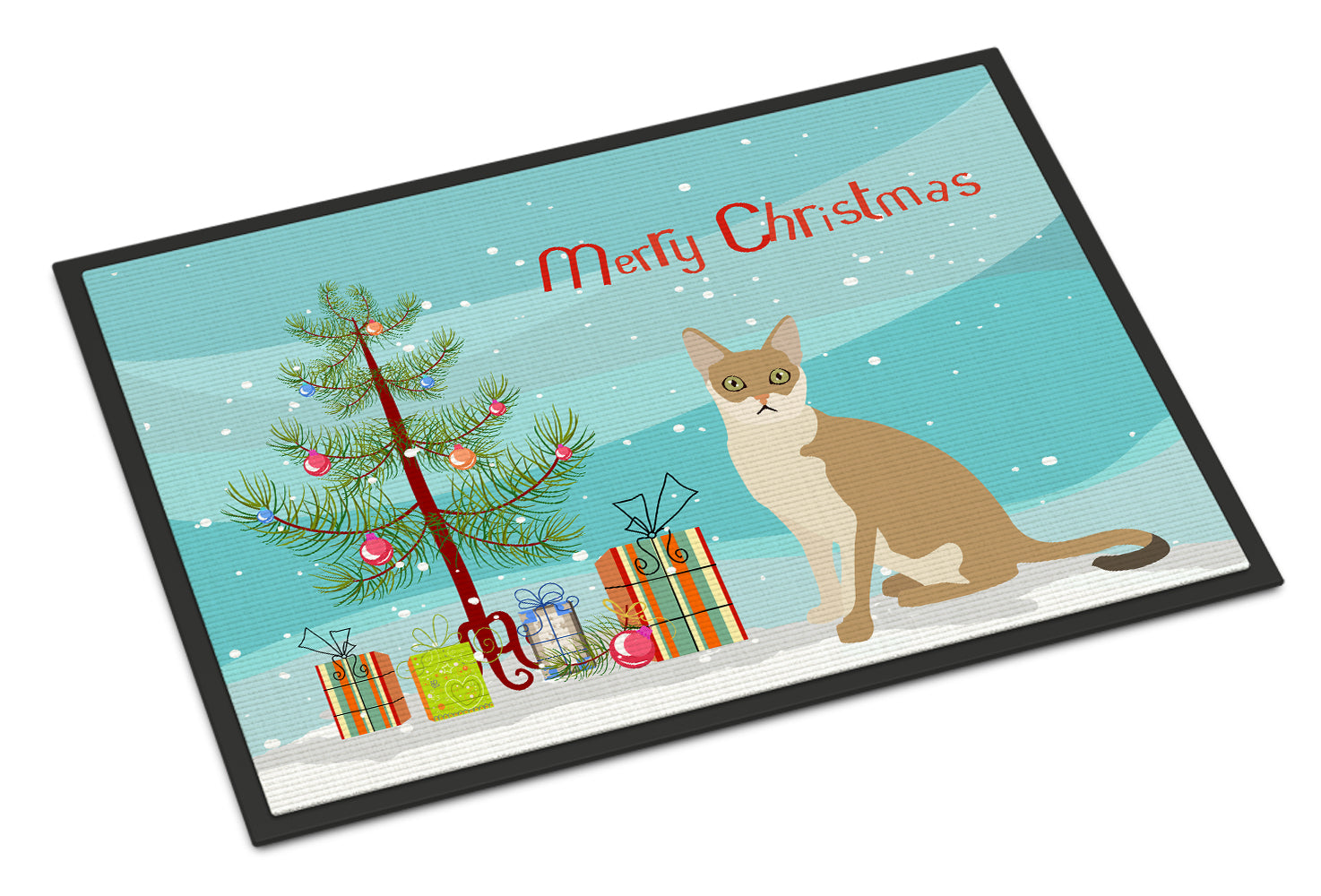 Singapura Cat Christmas Doormat Indoor Outdoor 18H X 27W Front Door Mat Rugs for Entryway, Non Slip Washable