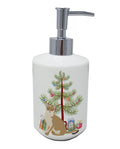 Singapura Cat Christmas Ceramic Soap Dispenser , Empty Refillable Hand Soap Pump Bottle for Bathroom Kitchen