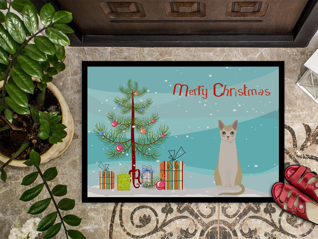 Singapura Cat Christmas Doormat Indoor Outdoor 18H X 27W Front Door Mat Rugs for Entryway, Non Slip Washable