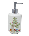 Singapura Cat Christmas Ceramic Soap Dispenser , Empty Refillable Hand Soap Pump Bottle for Bathroom Kitchen