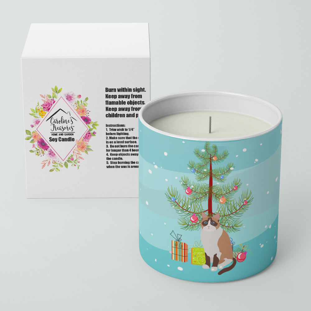 Snowshoe Cat Christmas Decorative Soy Candle Nature Soy Wax Essential Oil Home Decor Ideal for Bedroom Kitchen Bath Office Gift, 10 oz