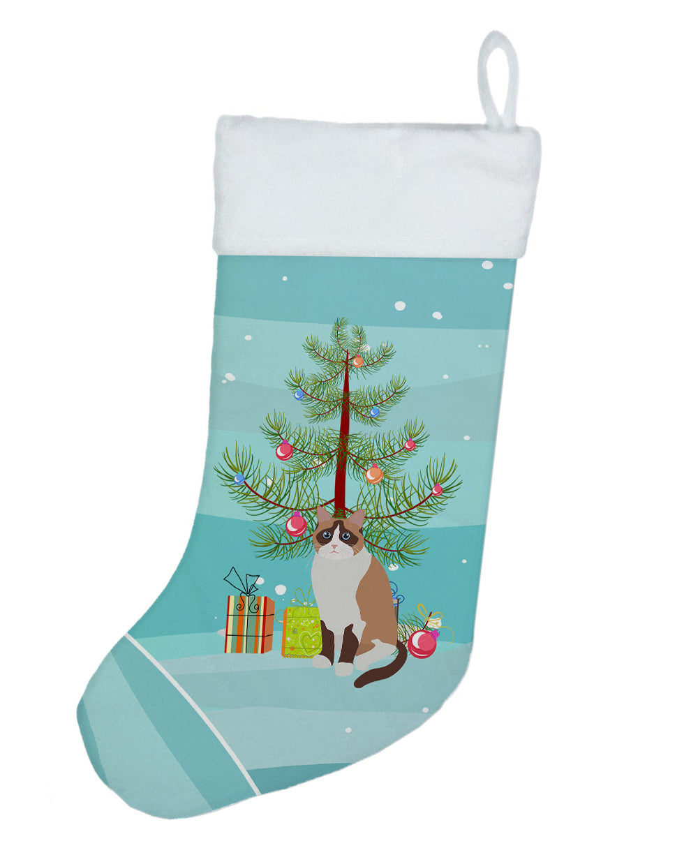 Snowshoe Cat Christmas Holiday Stocking Double-Sided Print, Polyester Suede,11x18, Made in USA