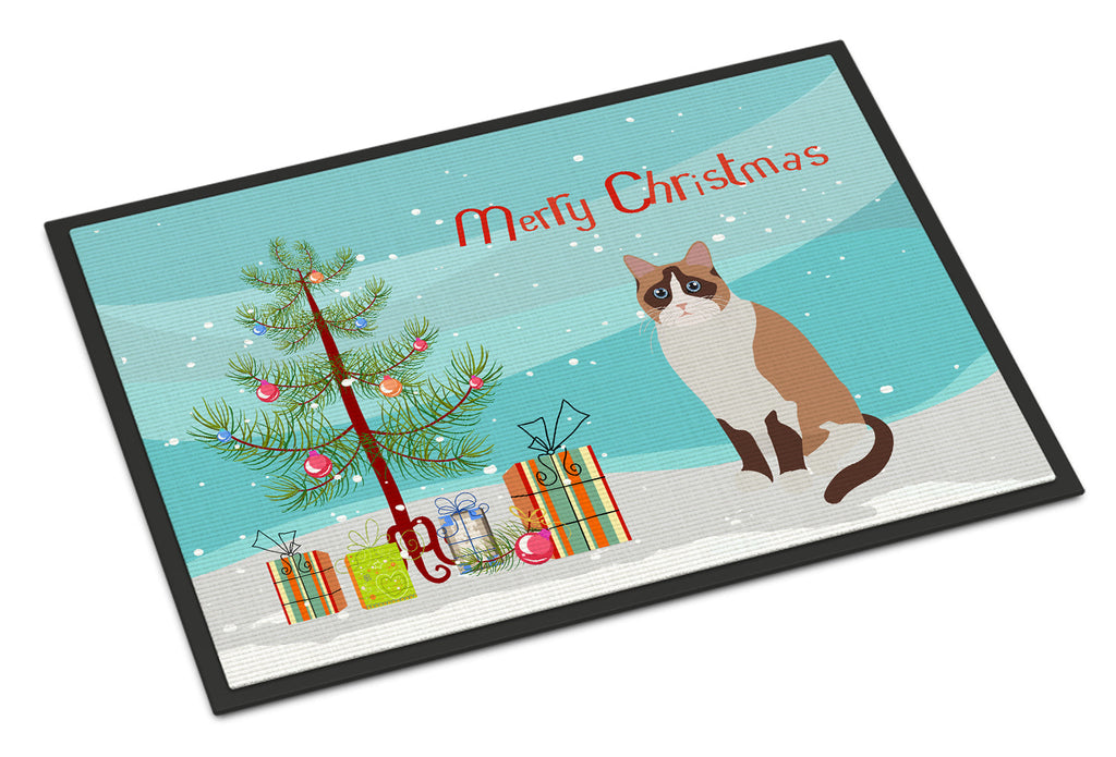 Snowshoe Cat Christmas Doormat Indoor Outdoor 24H X 36W Front Door Mat Rugs for Entryway, Non Slip Washable Low Pile,