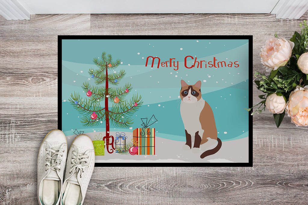 Snowshoe Cat Christmas Doormat Indoor Outdoor 18H X 27W Front Door Mat Rugs for Entryway, Non Slip Washable