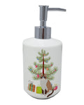 Snowshoe Cat Christmas Ceramic Soap Dispenser , Empty Refillable Hand Soap Pump Bottle for Bathroom Kitchen