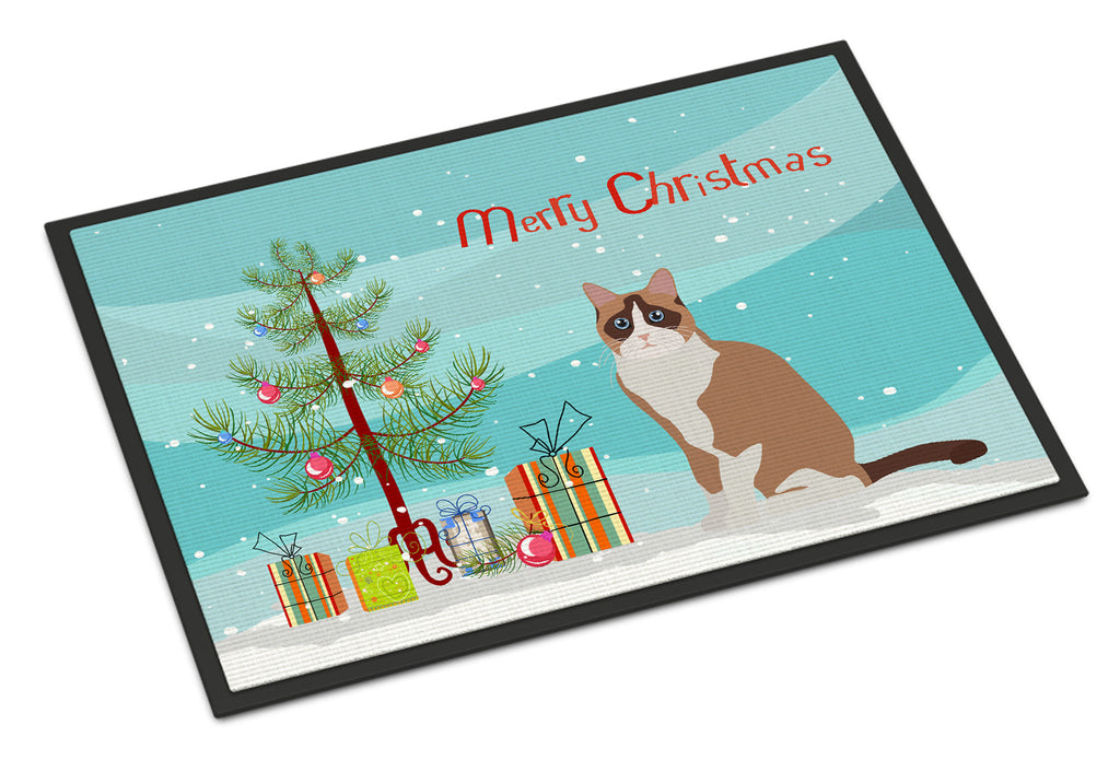 Snowshoe Cat Christmas Doormat Indoor Outdoor 18H X 27W Front Door Mat Rugs for Entryway, Non Slip Washable