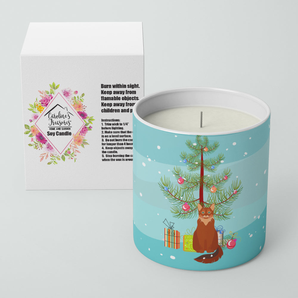 Somali Cat Christmas Decorative Soy Candle Nature Soy Wax Essential Oil Home Decor Ideal for Bedroom Kitchen Bath Office Gift, 10 oz