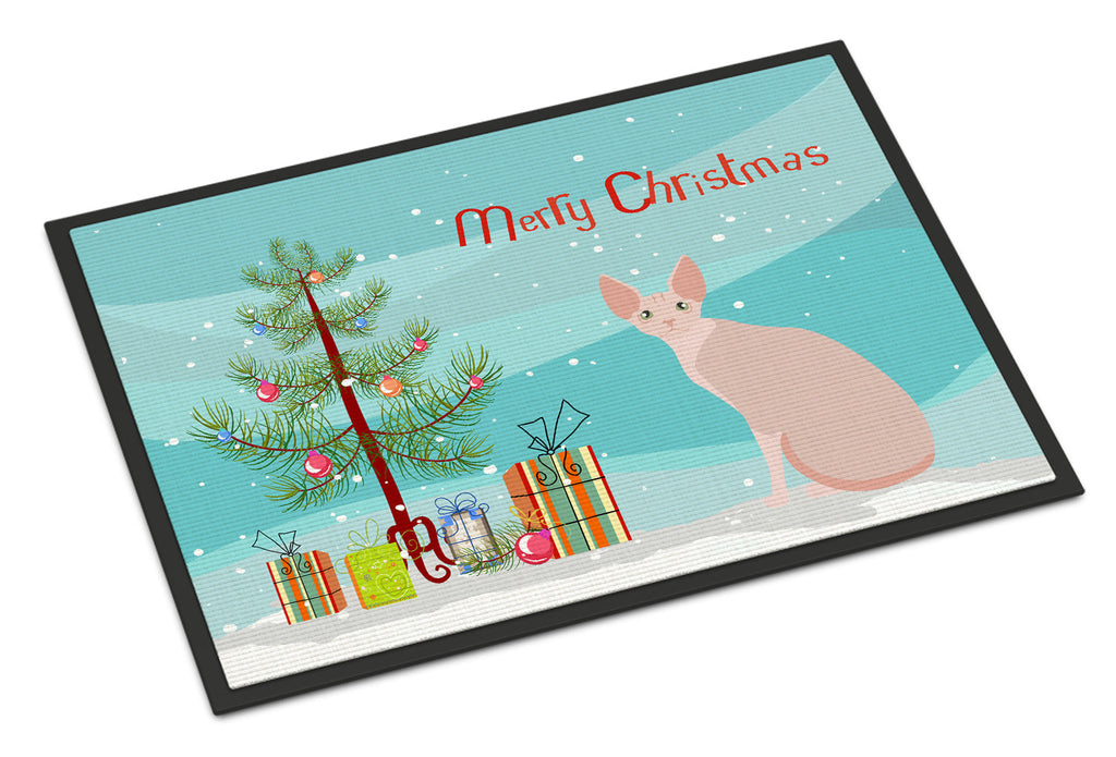 Sphynx Cat Christmas Doormat Indoor Outdoor 24H X 36W Front Door Mat Rugs for Entryway, Non Slip Washable Low Pile,