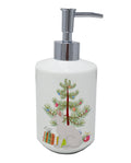 Sphynx Cat Christmas Ceramic Soap Dispenser , Empty Refillable Hand Soap Pump Bottle for Bathroom Kitchen