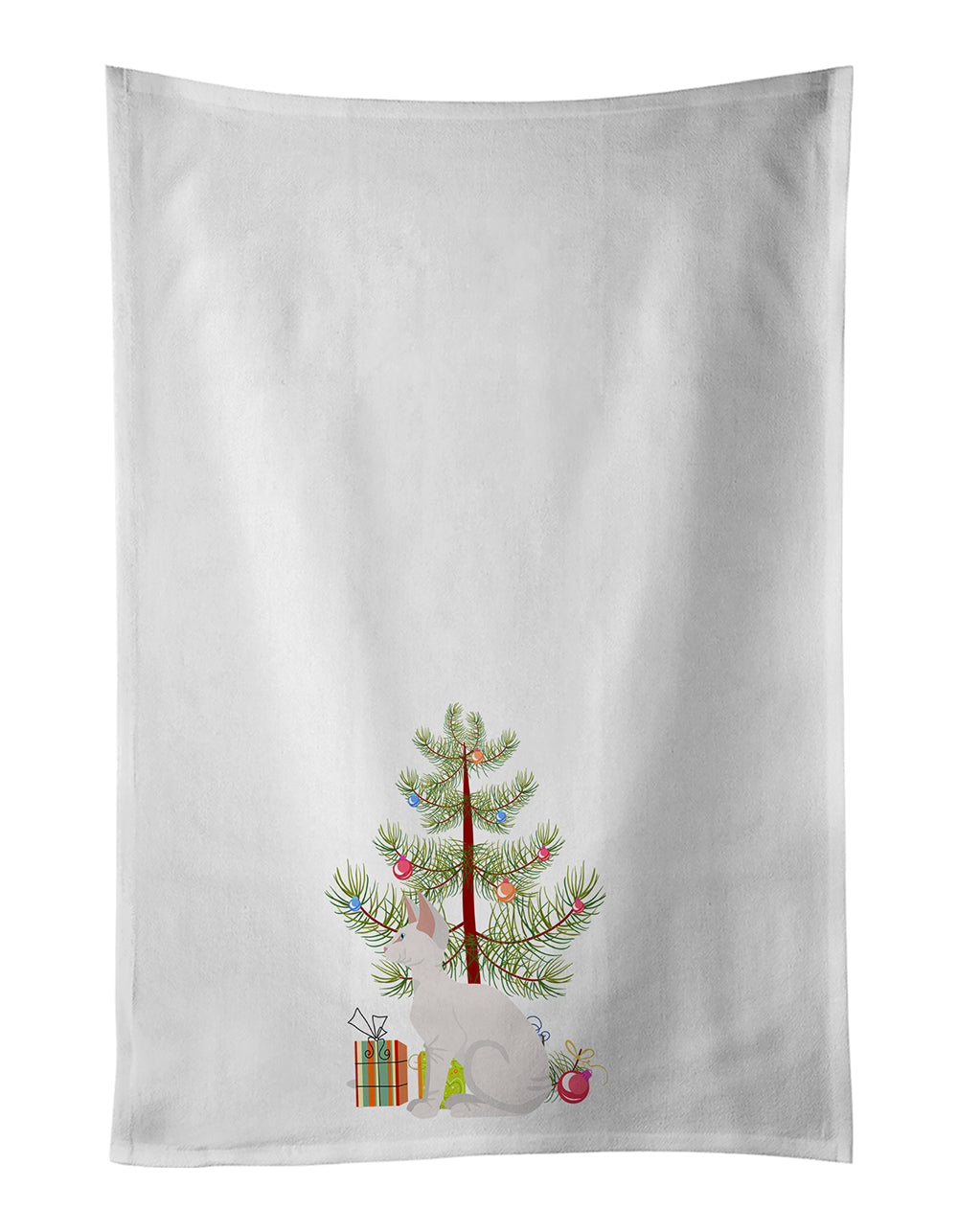 Sphynx Cat Christmas Kitchen Towel Set of 2 White Dish Towels Decorative Bathroom Hand towel for Hand, Face, Hair, Yoga, Tea, Dishcloth, 19 X 28", White