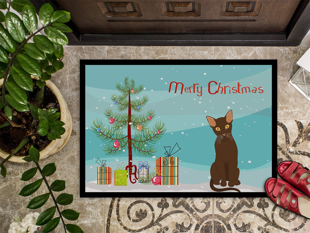Suphalak Cat Christmas Doormat Indoor Outdoor 24H X 36W Front Door Mat Rugs for Entryway, Non Slip Washable Low Pile,