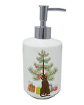 Suphalak Cat Christmas Ceramic Soap Dispenser , Empty Refillable Hand Soap Pump Bottle for Bathroom Kitchen