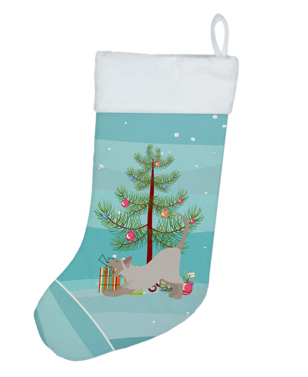Thai Lilac Cat Christmas Holiday Stocking Double-Sided Print, Polyester Suede,11x18, Made in USA