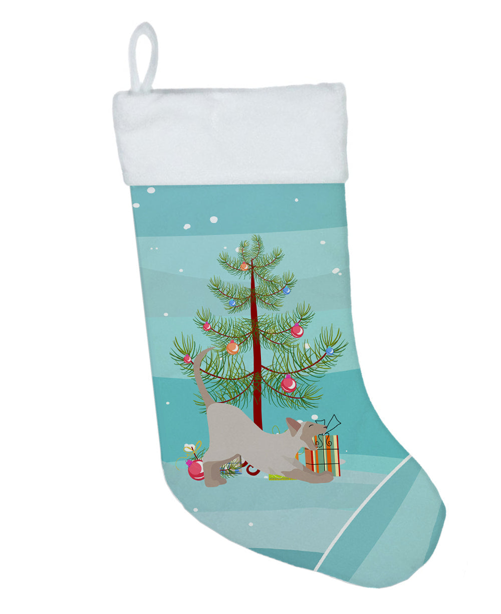 Thai Lilac Cat Christmas Holiday Stocking Double-Sided Print, Polyester Suede,11x18, Made in USA