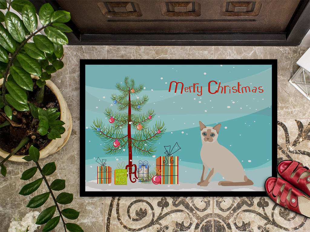 Tonkinese Cat Christmas Doormat Indoor Outdoor 24H X 36W Front Door Mat Rugs for Entryway, Non Slip Washable Low Pile,