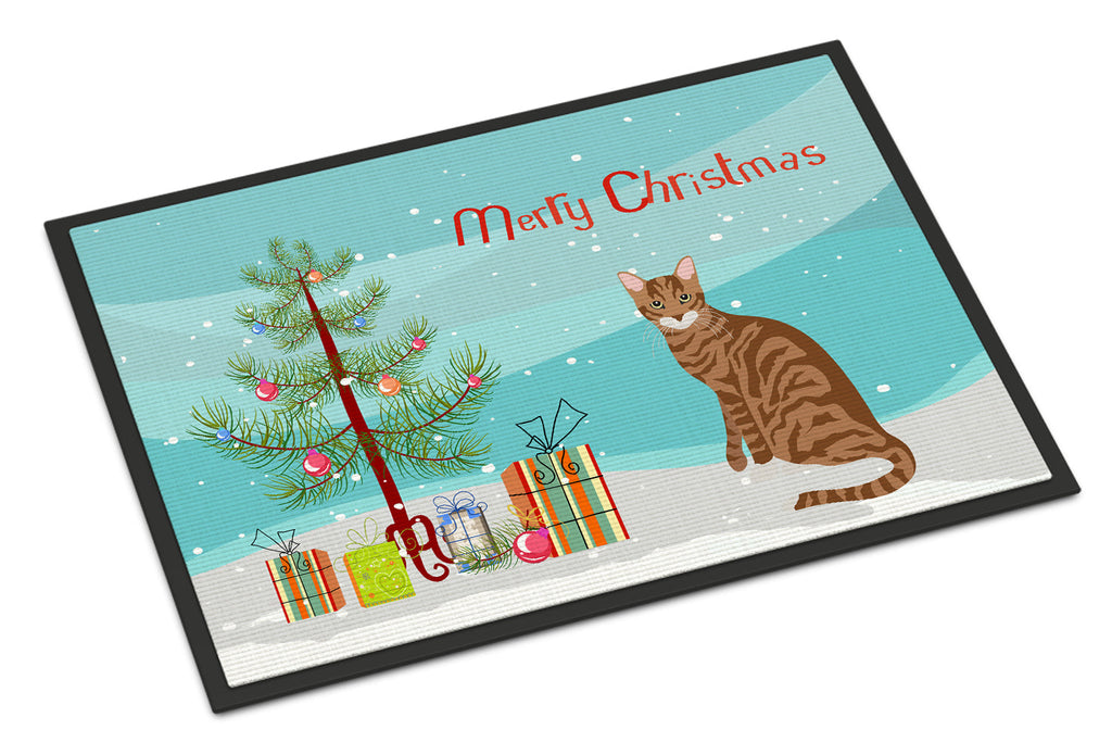 Toyger Cat Christmas Doormat Indoor Outdoor 18H X 27W Front Door Mat Rugs for Entryway, Non Slip Washable