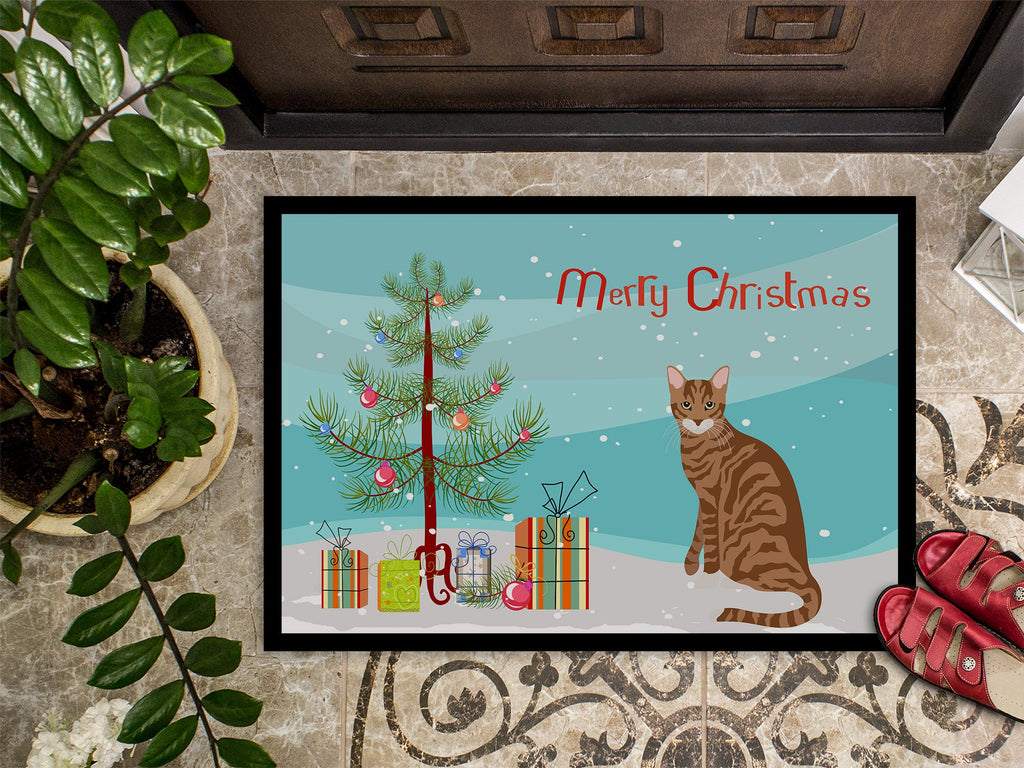 Toyger Cat Christmas Doormat Indoor Outdoor 18H X 27W Front Door Mat Rugs for Entryway, Non Slip Washable