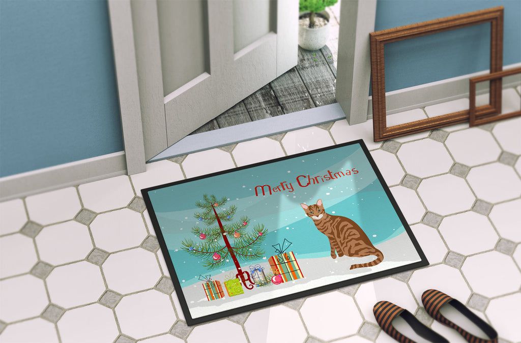 Toyger Cat Christmas Doormat Indoor Outdoor 18H X 27W Front Door Mat Rugs for Entryway, Non Slip Washable