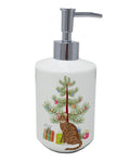 Toyger Cat Christmas Ceramic Soap Dispenser , Empty Refillable Hand Soap Pump Bottle for Bathroom Kitchen