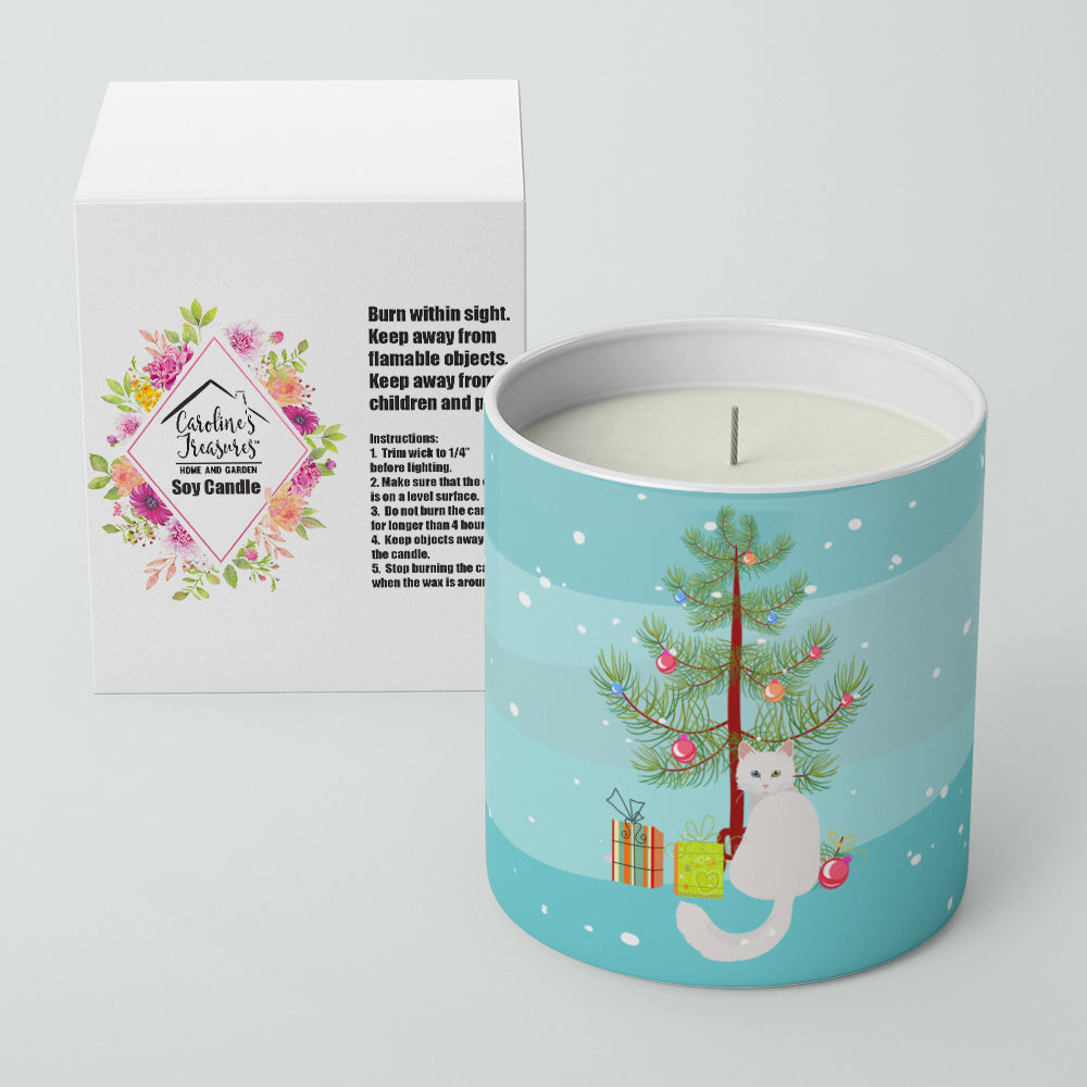 Turkish Angora Cat Christmas Decorative Soy Candle Nature Soy Wax Essential Oil Home Decor Ideal for Bedroom Kitchen Bath Office Gift, 10 oz
