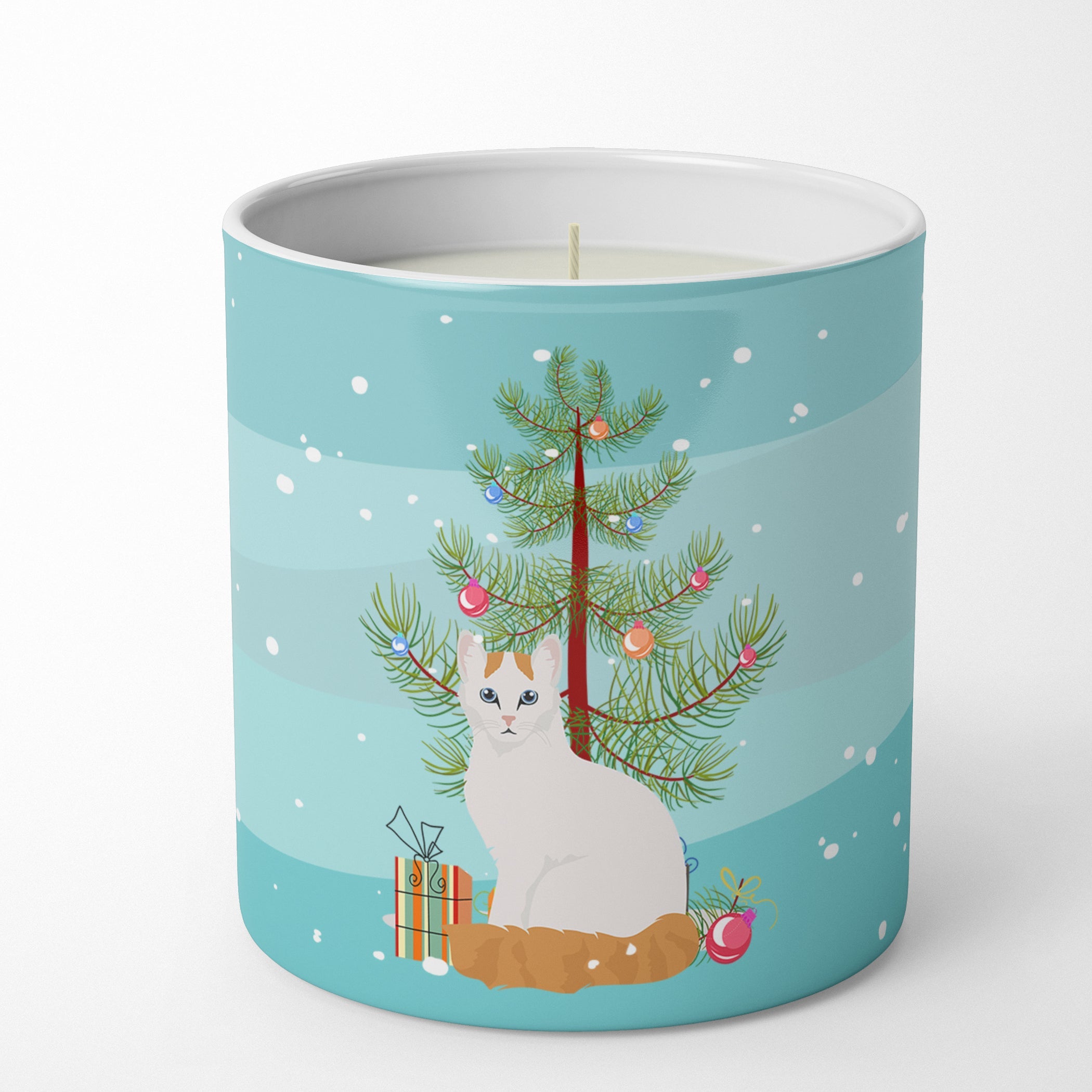 Turkish Van Cat Christmas Decorative Soy Candle Nature Soy Wax Essential Oil Home Decor Ideal for Bedroom Kitchen Bath Office Gift, 10 oz