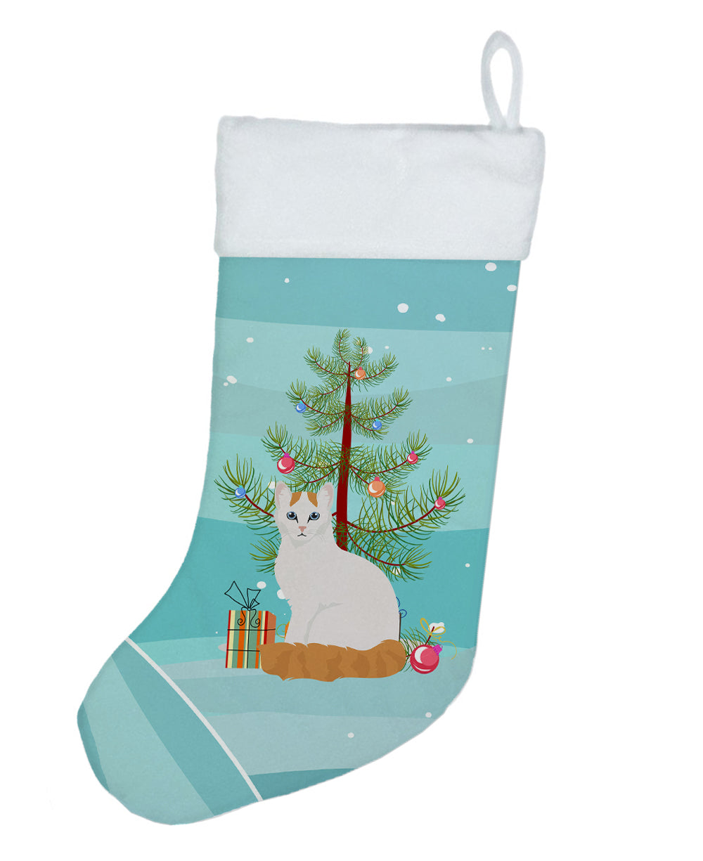Turkish Van Cat Christmas Holiday Stocking Double-Sided Print, Polyester Suede,11x18, Made in USA