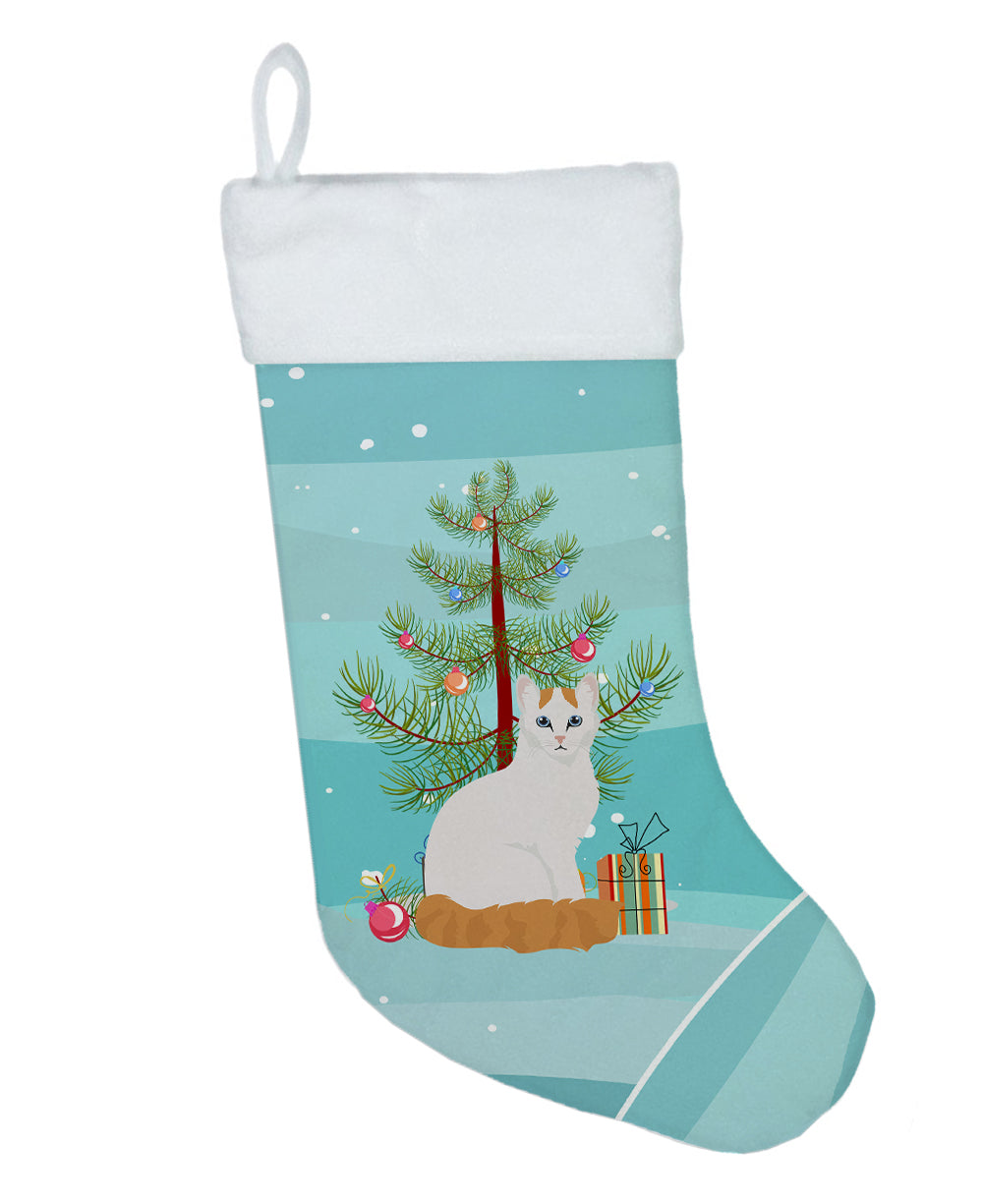 Turkish Van Cat Christmas Holiday Stocking Double-Sided Print, Polyester Suede,11x18, Made in USA