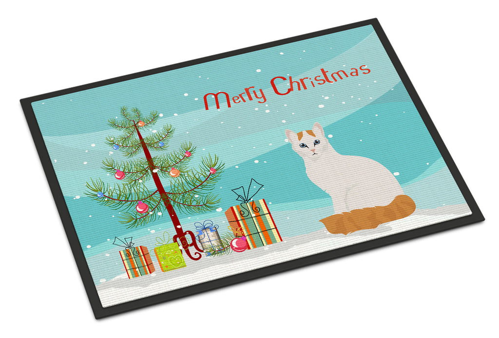 Turkish Van Cat Christmas Doormat Indoor Outdoor 24H X 36W Front Door Mat Rugs for Entryway, Non Slip Washable Low Pile,