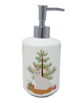 Turkish Van Cat Christmas Ceramic Soap Dispenser , Empty Refillable Hand Soap Pump Bottle for Bathroom Kitchen