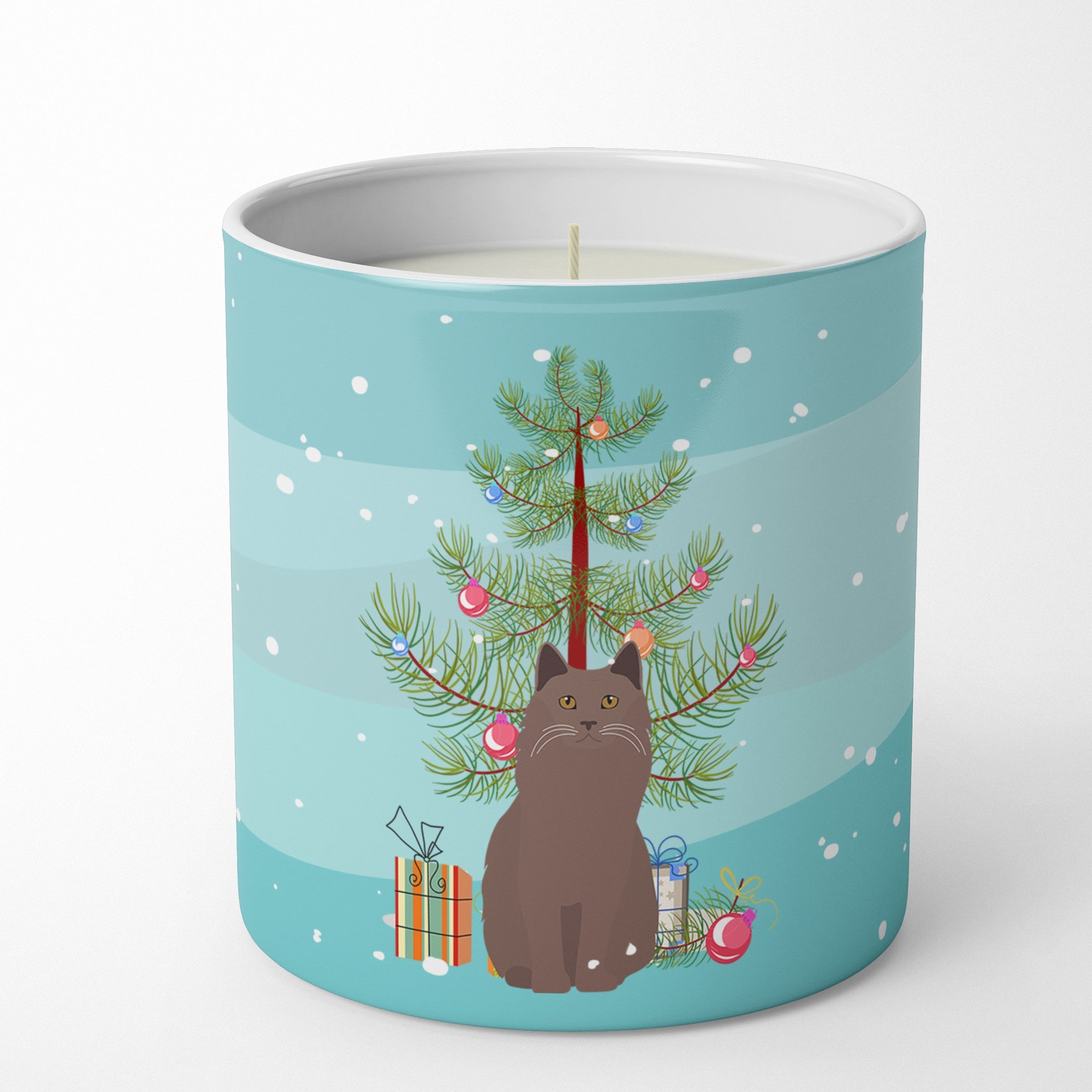 York Chocolate Cat Christmas Decorative Soy Candle Nature Soy Wax Essential Oil Home Decor Ideal for Bedroom Kitchen Bath Office Gift, 10 oz