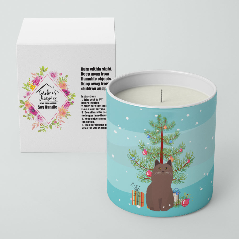 York Chocolate Cat Christmas Decorative Soy Candle Nature Soy Wax Essential Oil Home Decor Ideal for Bedroom Kitchen Bath Office Gift, 10 oz