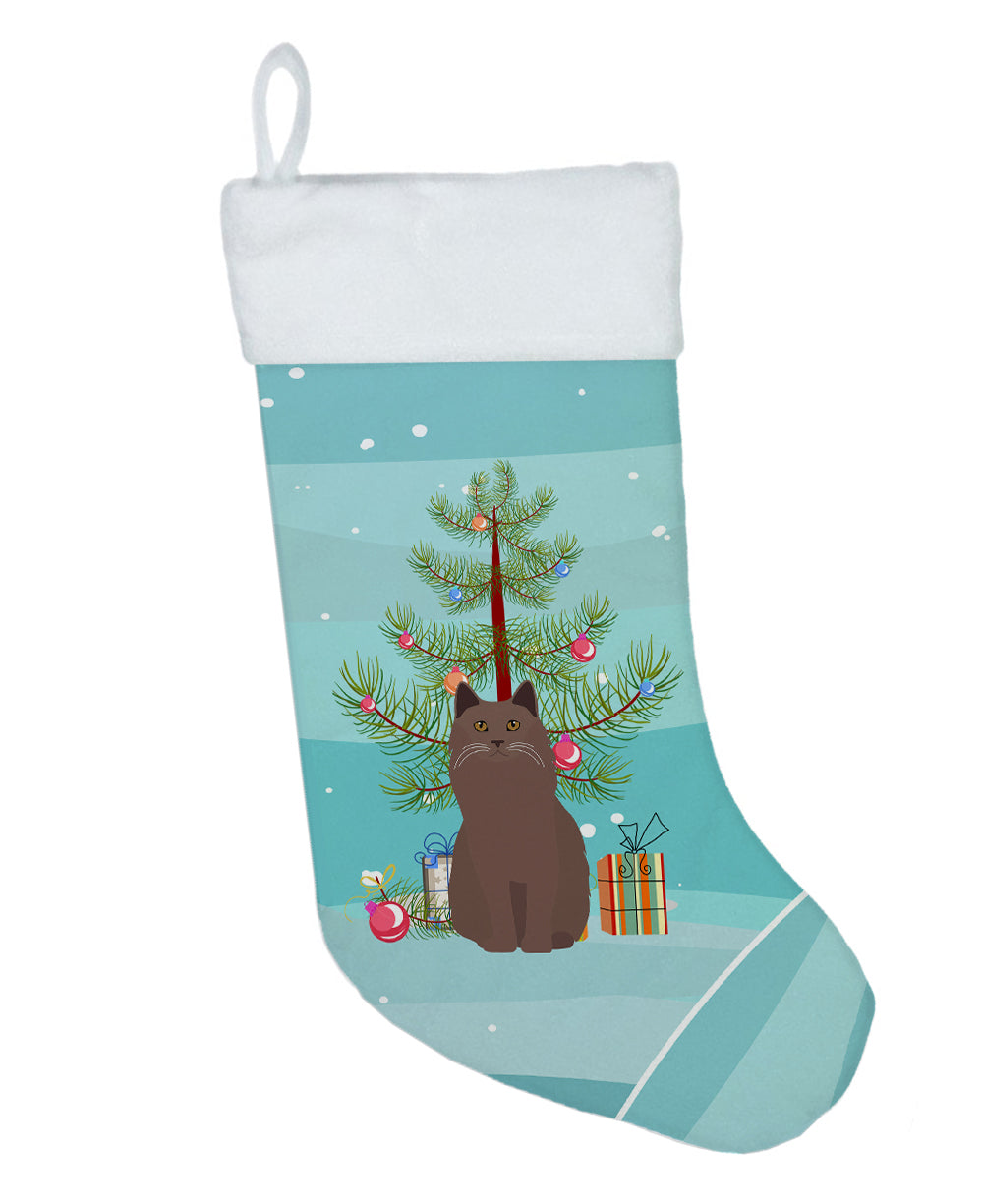 York Chocolate Cat Christmas Holiday Stocking Double-Sided Print, Polyester Suede,11x18, Made in USA