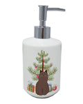 York Chocolate Cat Christmas Ceramic Soap Dispenser , Empty Refillable Hand Soap Pump Bottle for Bathroom Kitchen