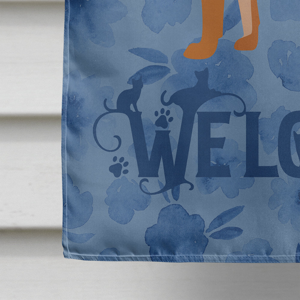 Red Abyssinian Cat Welcome House Flag 28x40 Porch Sleeve Pole Decorative Outside Yard Banner Artwork Wall Hanging, Polyester