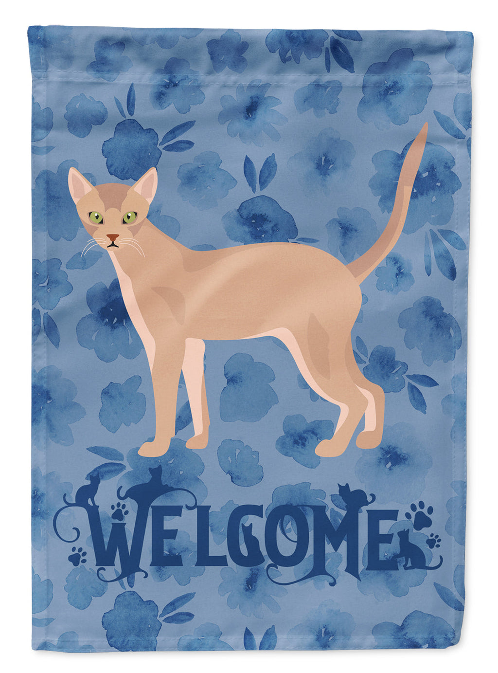 Fawn Abyssinian Cat Welcome House Flag 28x40 Porch Sleeve Pole Decorative Outside Yard Banner Artwork Wall Hanging, Polyester