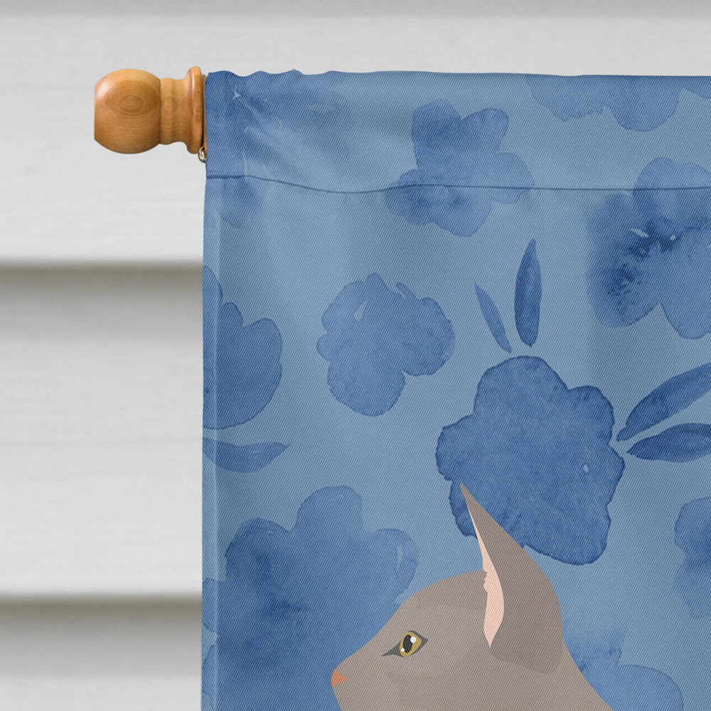 Blue Abyssinian Cat Welcome House Flag 28x40 Porch Sleeve Pole Decorative Outside Yard Banner Artwork Wall Hanging, Polyester