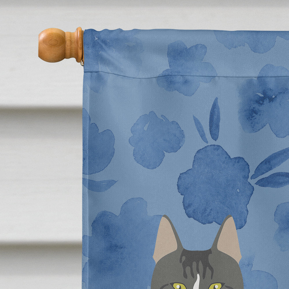 Tricolour Aegean Cat Welcome House Flag 28x40 Porch Sleeve Pole Decorative Outside Yard Banner Artwork Wall Hanging, Polyester