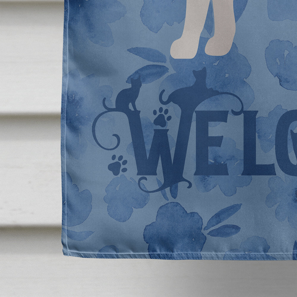 Bicolour Aegean Cat Welcome House Flag 28x40 Porch Sleeve Pole Decorative Outside Yard Banner Artwork Wall Hanging, Polyester