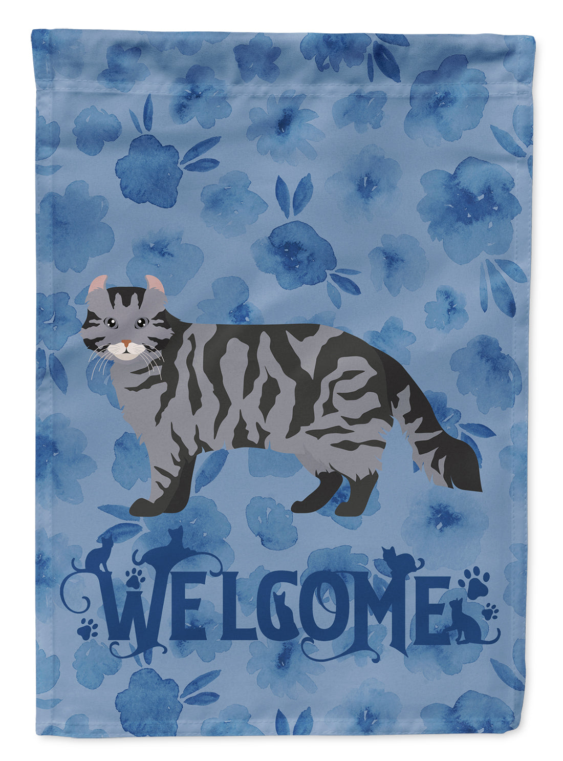 American Curl #1 Cat Welcome House Flag 28x40 Porch Sleeve Pole Decorative Outside Yard Banner Artwork Wall Hanging, Polyester