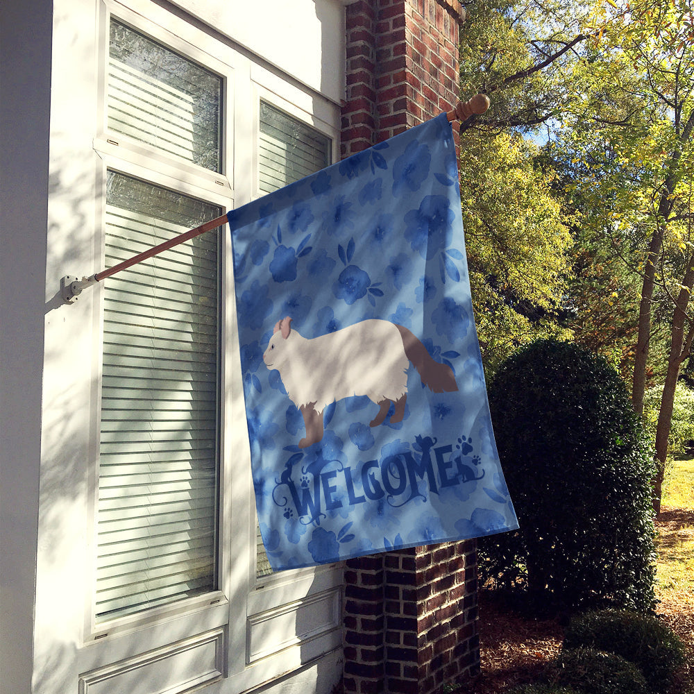 American Curl #2 Cat Welcome House Flag 28x40 Porch Sleeve Pole Decorative Outside Yard Banner Artwork Wall Hanging, Polyester