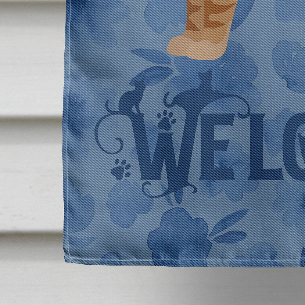 American Wirehair #2 Cat Welcome House Flag 28x40 Porch Sleeve Pole Decorative Outside Yard Banner Artwork Wall Hanging, Polyester