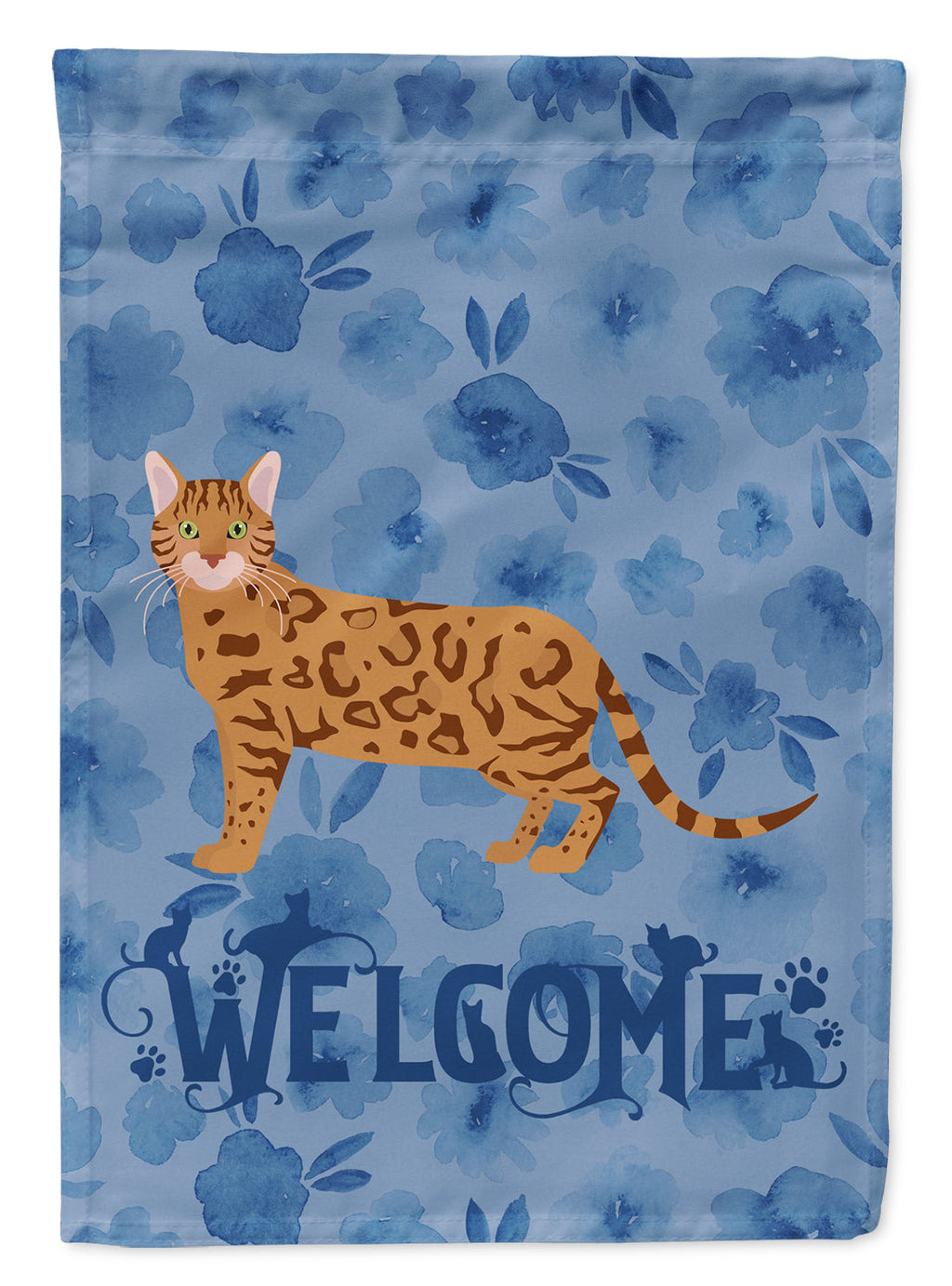 Bengal #2 Cat Welcome House Flag 28x40 Porch Sleeve Pole Decorative Outside Yard Banner Artwork Wall Hanging, Polyester