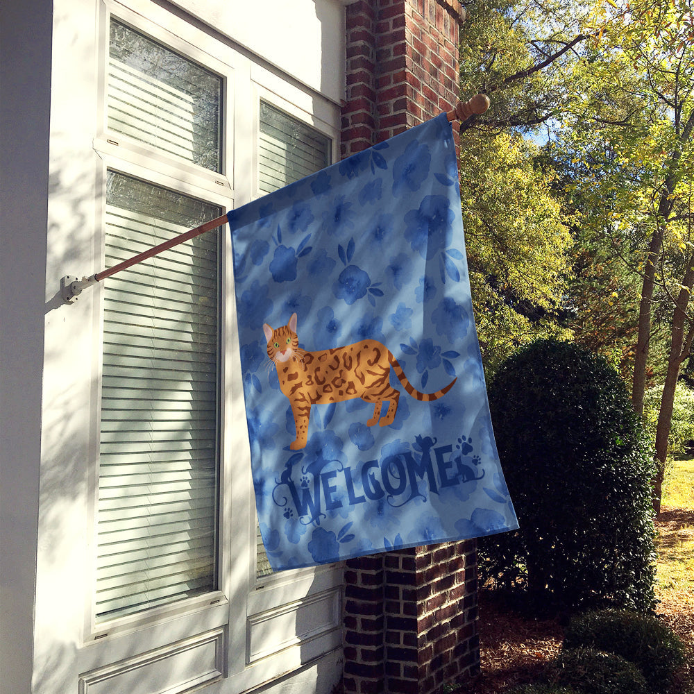 Bengal #2 Cat Welcome House Flag 28x40 Porch Sleeve Pole Decorative Outside Yard Banner Artwork Wall Hanging, Polyester