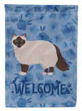 Birman Cat Welcome House Flag 28x40 Porch Sleeve Pole Decorative Outside Yard Banner Artwork Wall Hanging, Polyester