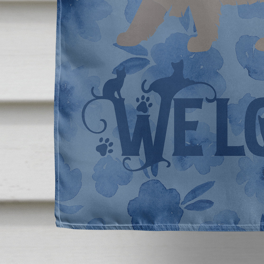 British Longhair Cat Welcome House Flag 28x40 Porch Sleeve Pole Decorative Outside Yard Banner Artwork Wall Hanging, Polyester