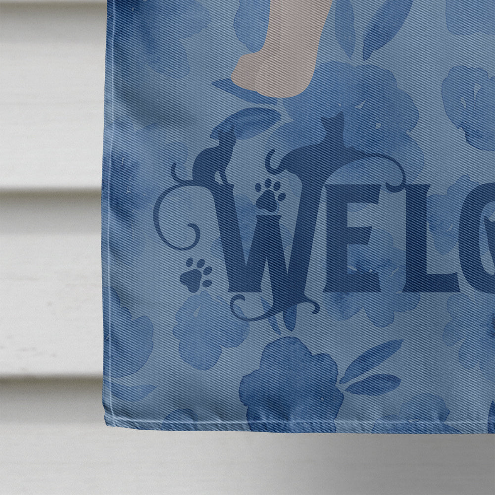 British Semi Longhair Cat Welcome House Flag 28x40 Porch Sleeve Pole Decorative Outside Yard Banner Artwork Wall Hanging, Polyester