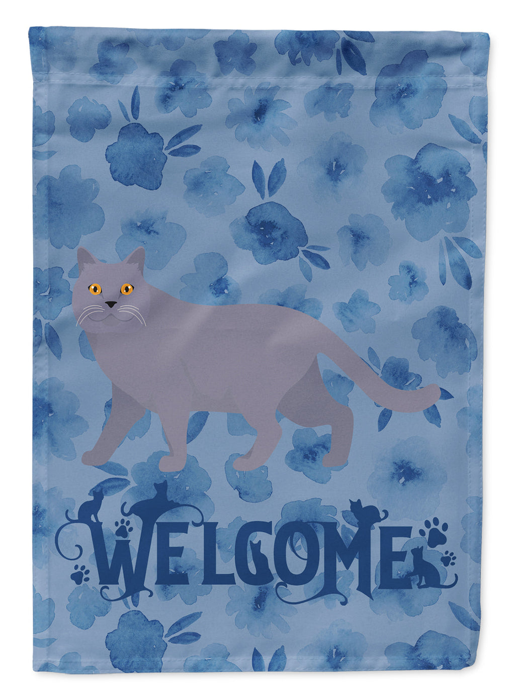 British Shorthair #1 Cat Welcome House Flag 28x40 Porch Sleeve Pole Decorative Outside Yard Banner Artwork Wall Hanging, Polyester
