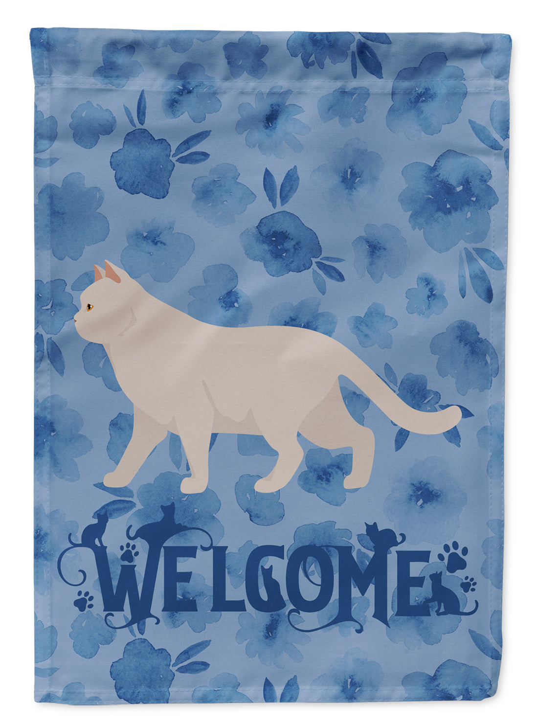 British Shorthair #2 Cat Welcome House Flag 28x40 Porch Sleeve Pole Decorative Outside Yard Banner Artwork Wall Hanging, Polyester